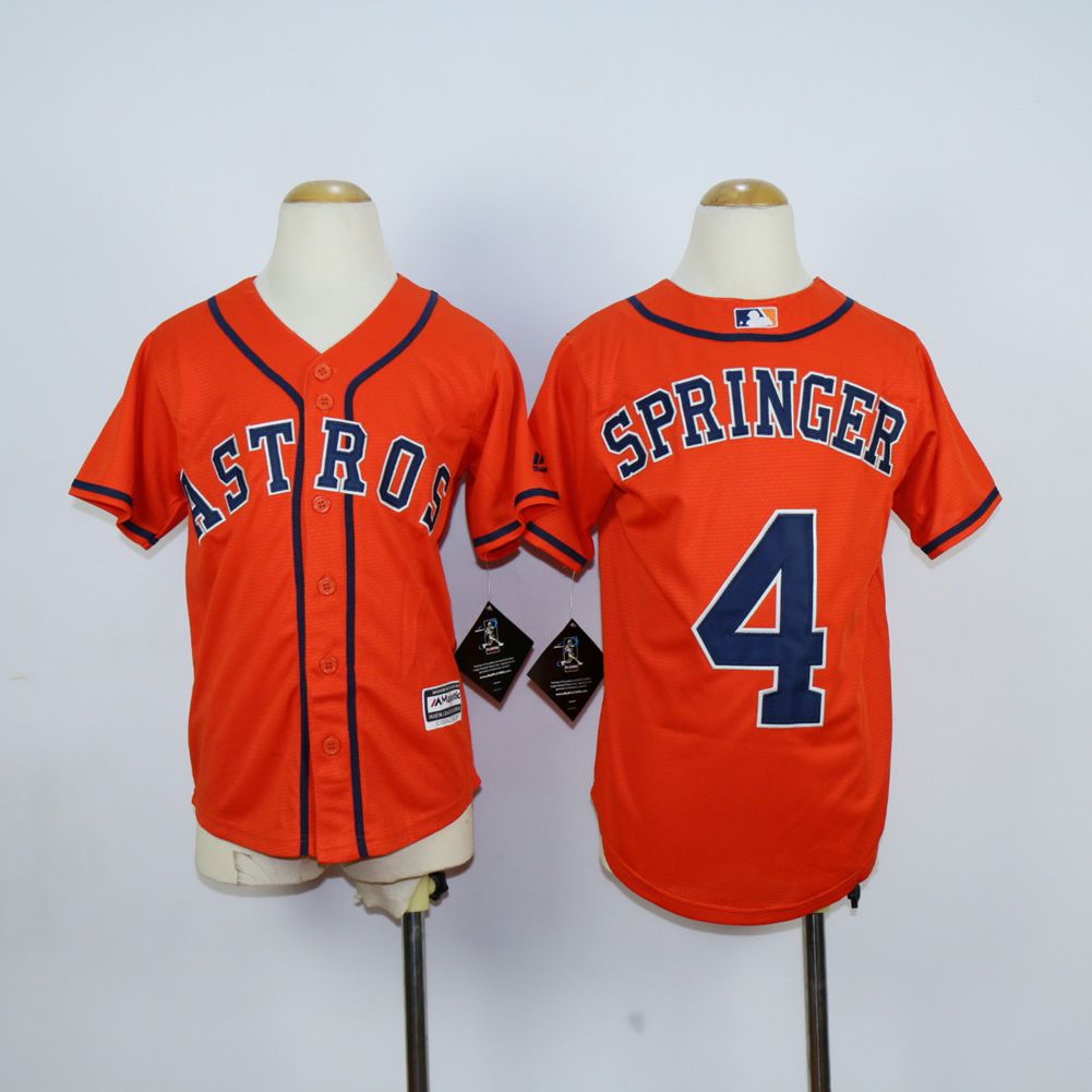 Youth Houston Astros 4 Springer Oragne MLB Jerseys